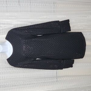 NWT H&M Black Bead-decorated Oversized Mini-Dress W/ Lantern Sleeves SzM